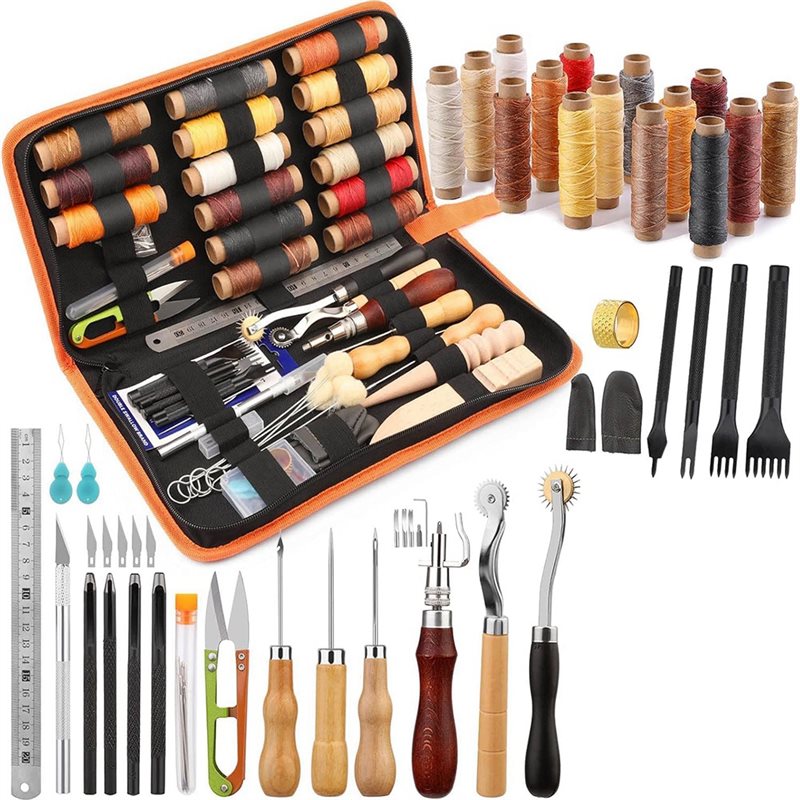 Leatherwork Beginner Tools - A59Z-Waxed Thread, Groover, Awl& Punch Included