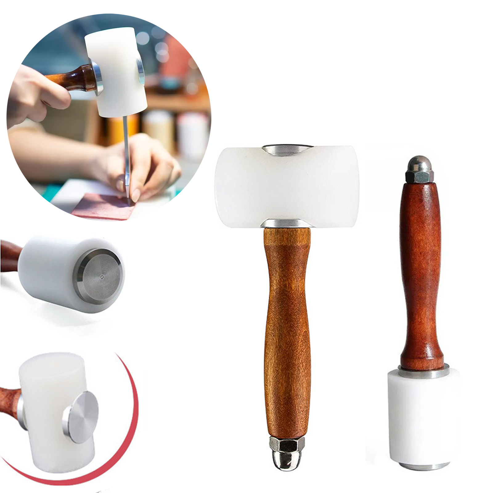 Leatherwork Hammer - Rubber Hammer Mallet for Leatherwork Carving