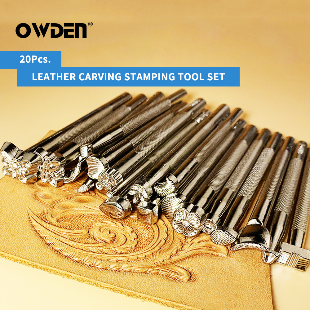 Leatherwork Punching Tool - OWDEN 20Pcs Leather Carving Stamping Tool