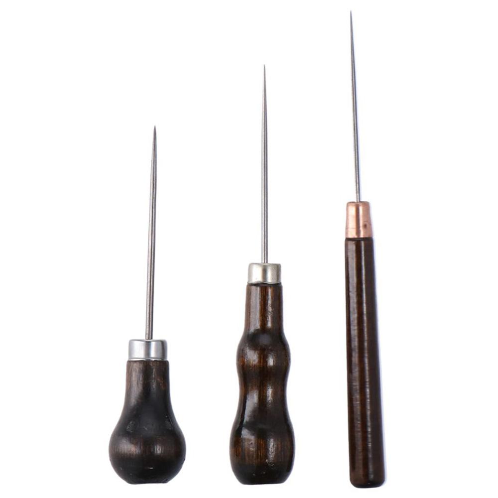 3Pcs Wooden Handle Scratch Awl - Leatherwork Punching Tool avaliação e preço
