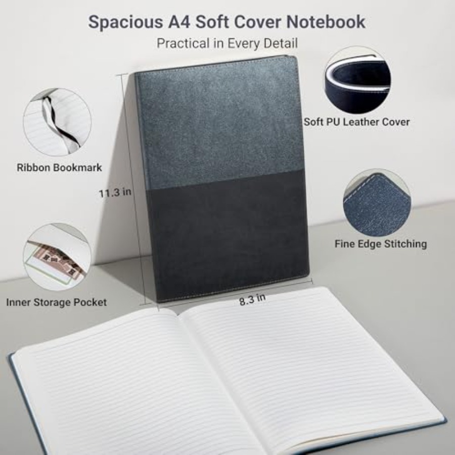 College Ruled Notebook, A4 Col - Leatherwork Journal avaliação e preço