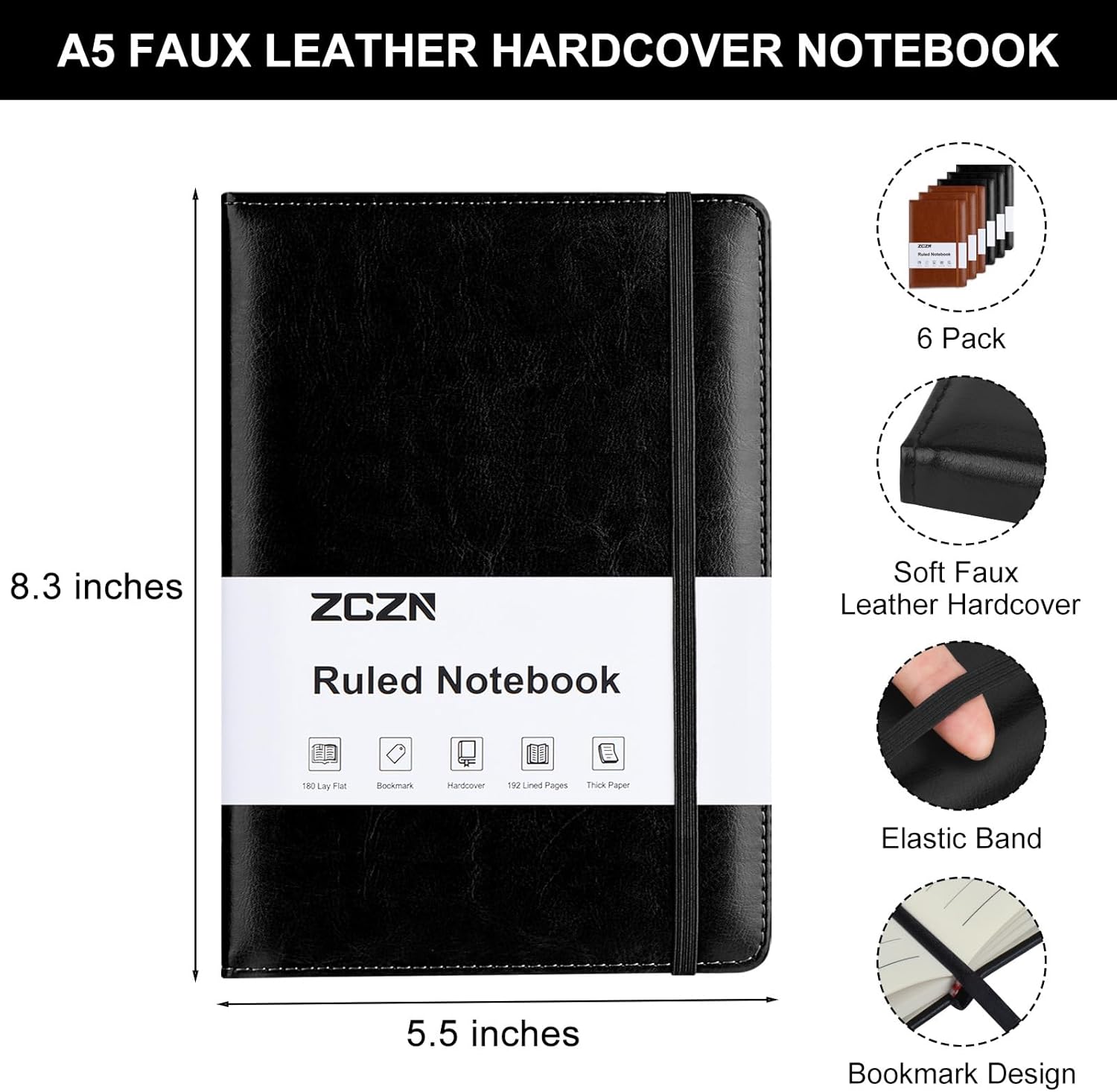 6 Pack Lined Journal Notebooks - Leatherwork Journal avaliação e preço