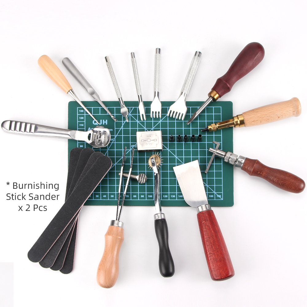 QJH 15 Piece Leather Craft Too - Leatherwork Beginner Tools avaliação e preço