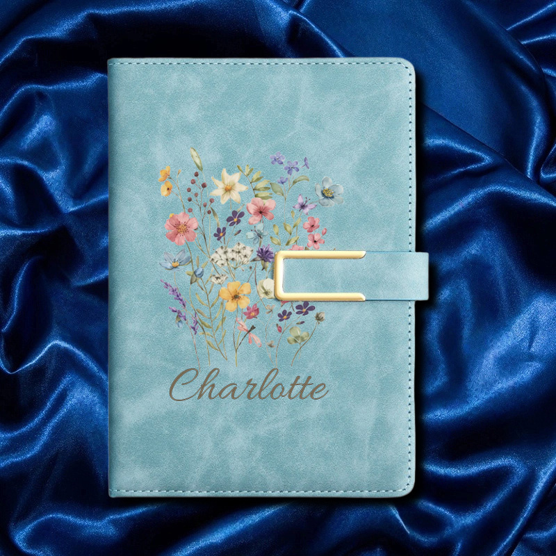A5 Floral Monogram Custom Name - Leatherwork Journal avaliação e preço