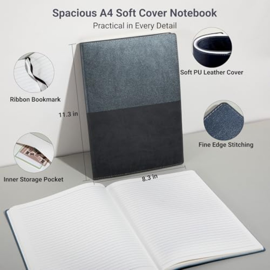 College Ruled Notebook, A4 Col - Leatherwork Journal avaliação e preço
